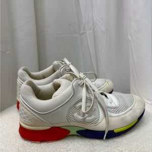 Chanel White Mesh And Leather CC Low Top Sneakers Size 39